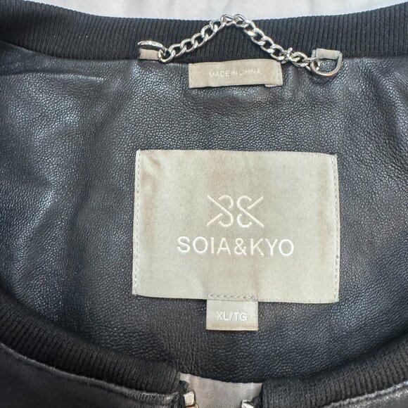 Soia & Kyo Black Lamb Leather Jacket with Knit Panels Size XL - Flaw - Picture 4 of 9